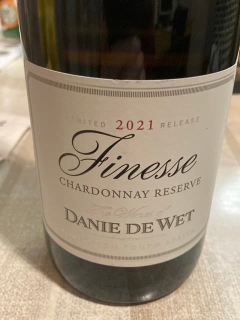 Danie de Wet Finesse Limited Release Chardonnay Reserve