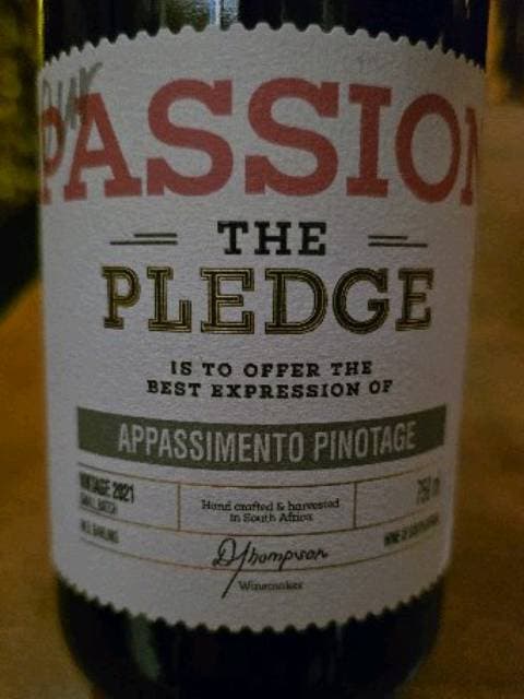 The Pledge Our Passion Appassimento Pinotage